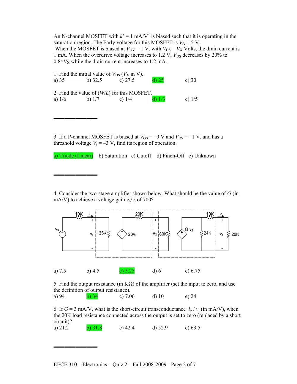 EECE 310 Exam 2, Fall 2008, page 2