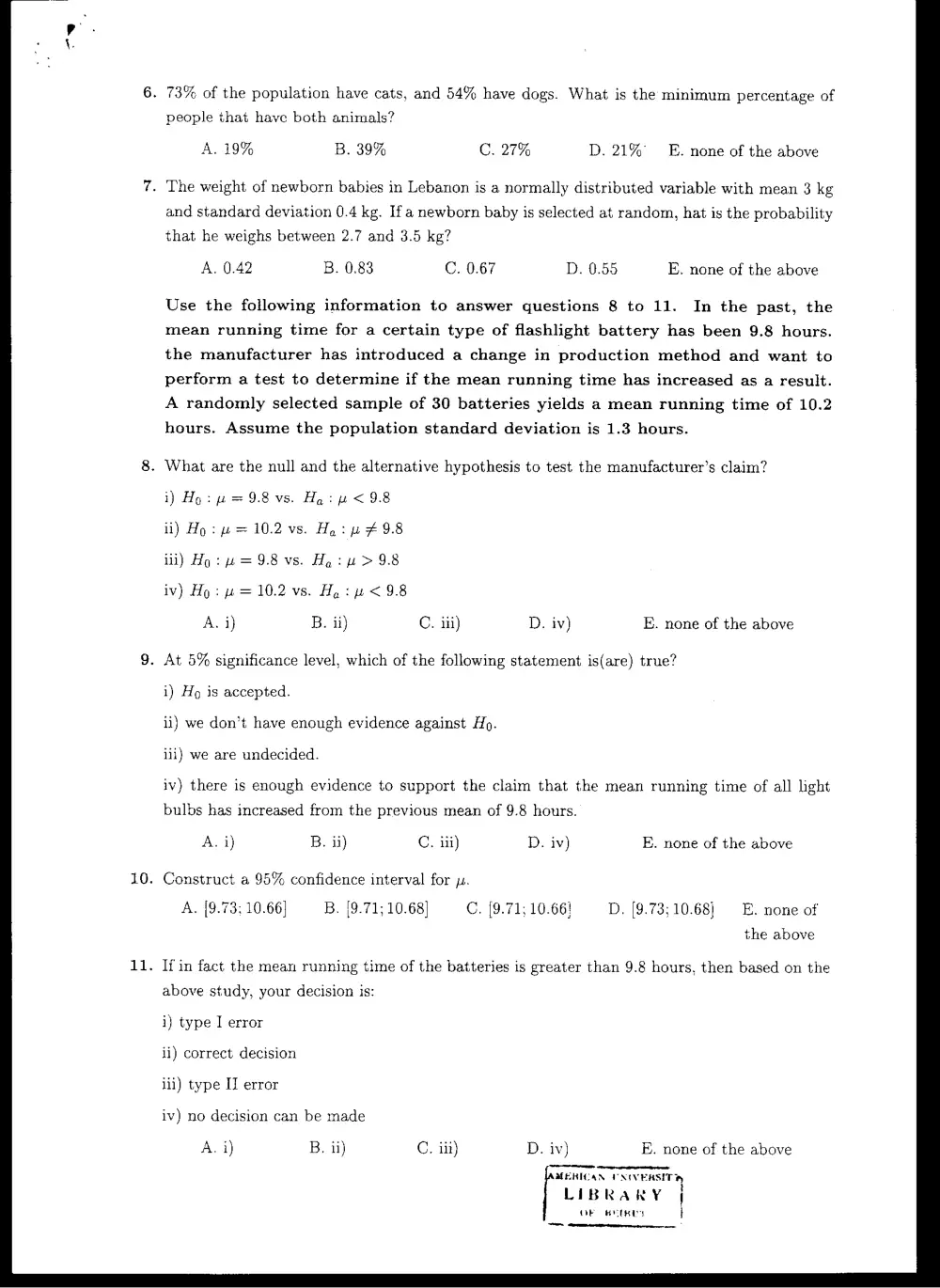 STAT 201 Final, Fall 2003, page 2