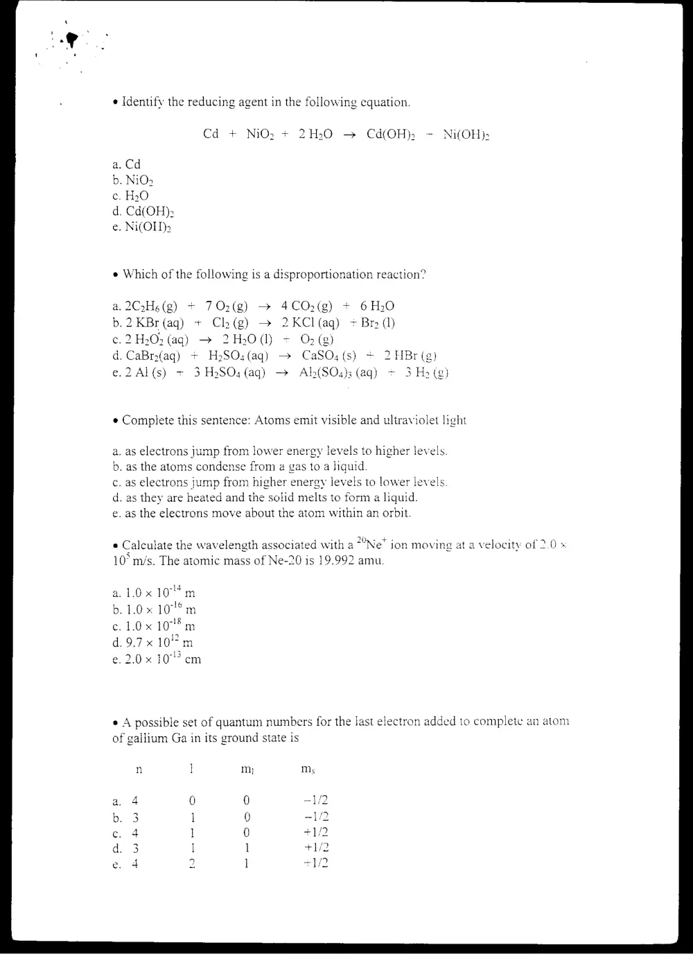 CHEM 101 Final, Fall 1998, page 10