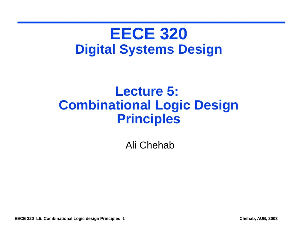 EECE 320 Lecture 5, Fall 2011, page 1
