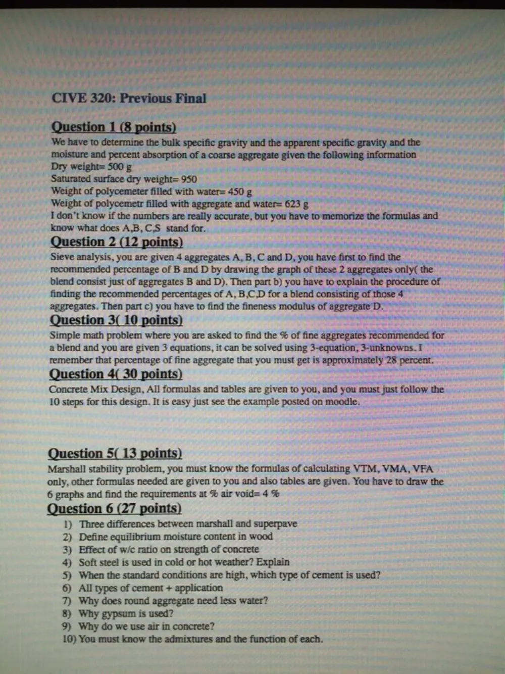 CIVE 320 Final Sample, Spring 2015, page 1