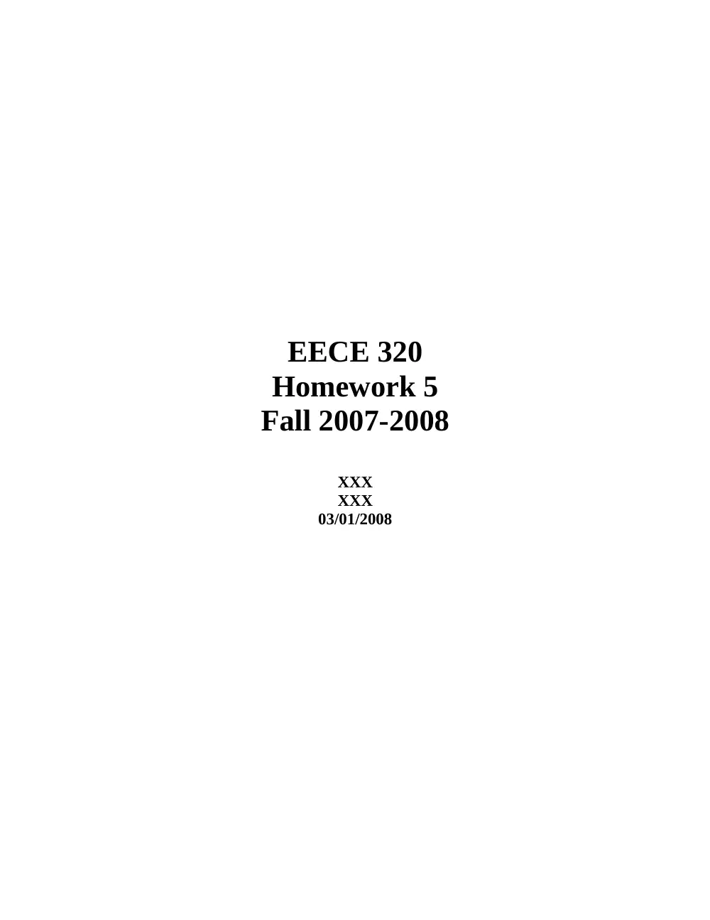 EECE 320 Homework 5 with Solution, Fall 2007, page 1