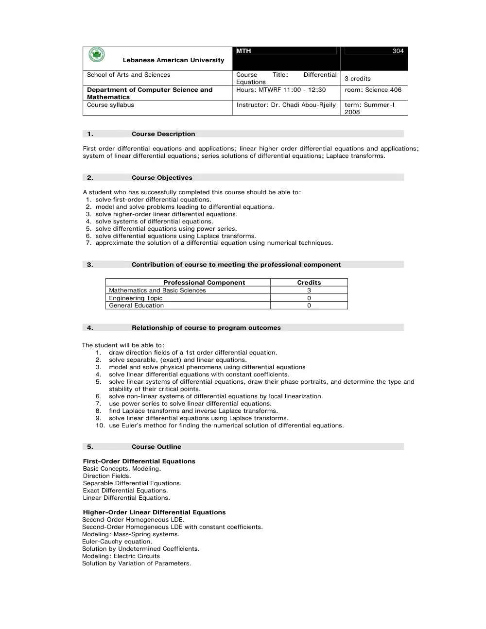 MTH 304 Syllabus, page 1