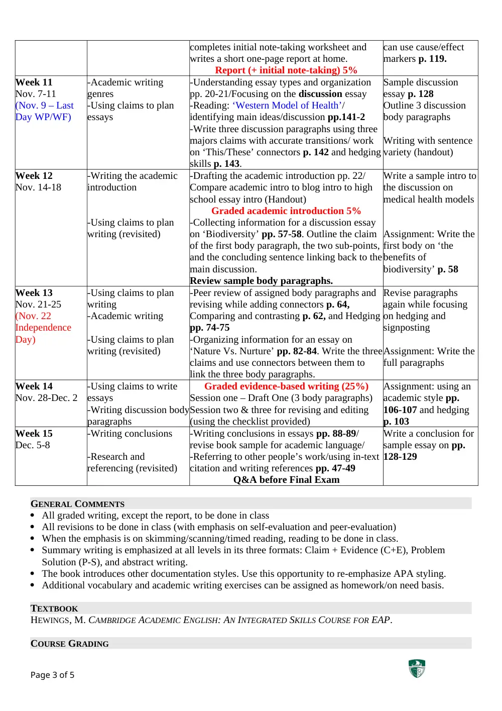 ENG 101 Syllabus, Fall 2016, page 3