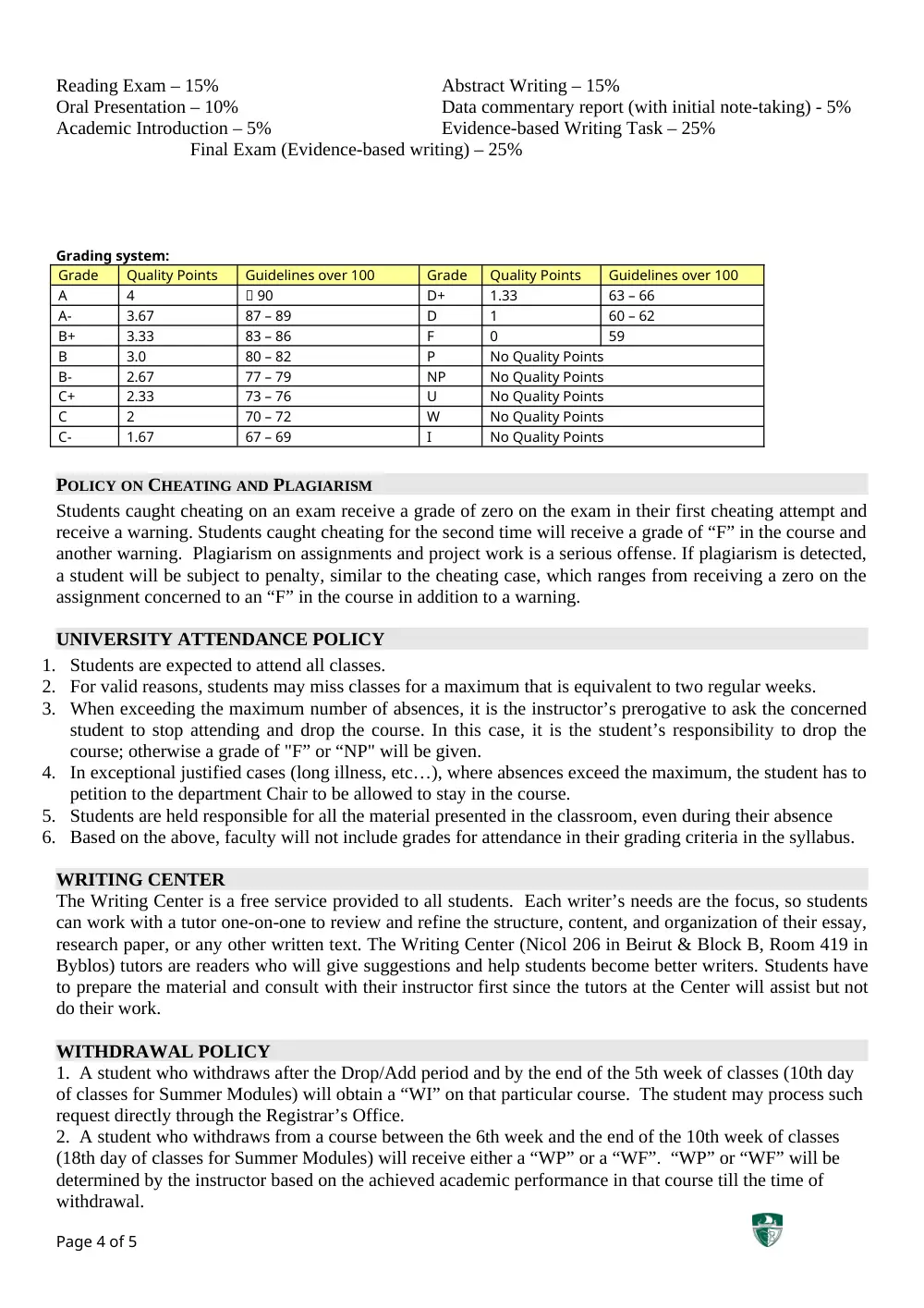 ENG 101 Syllabus, Fall 2016, page 4