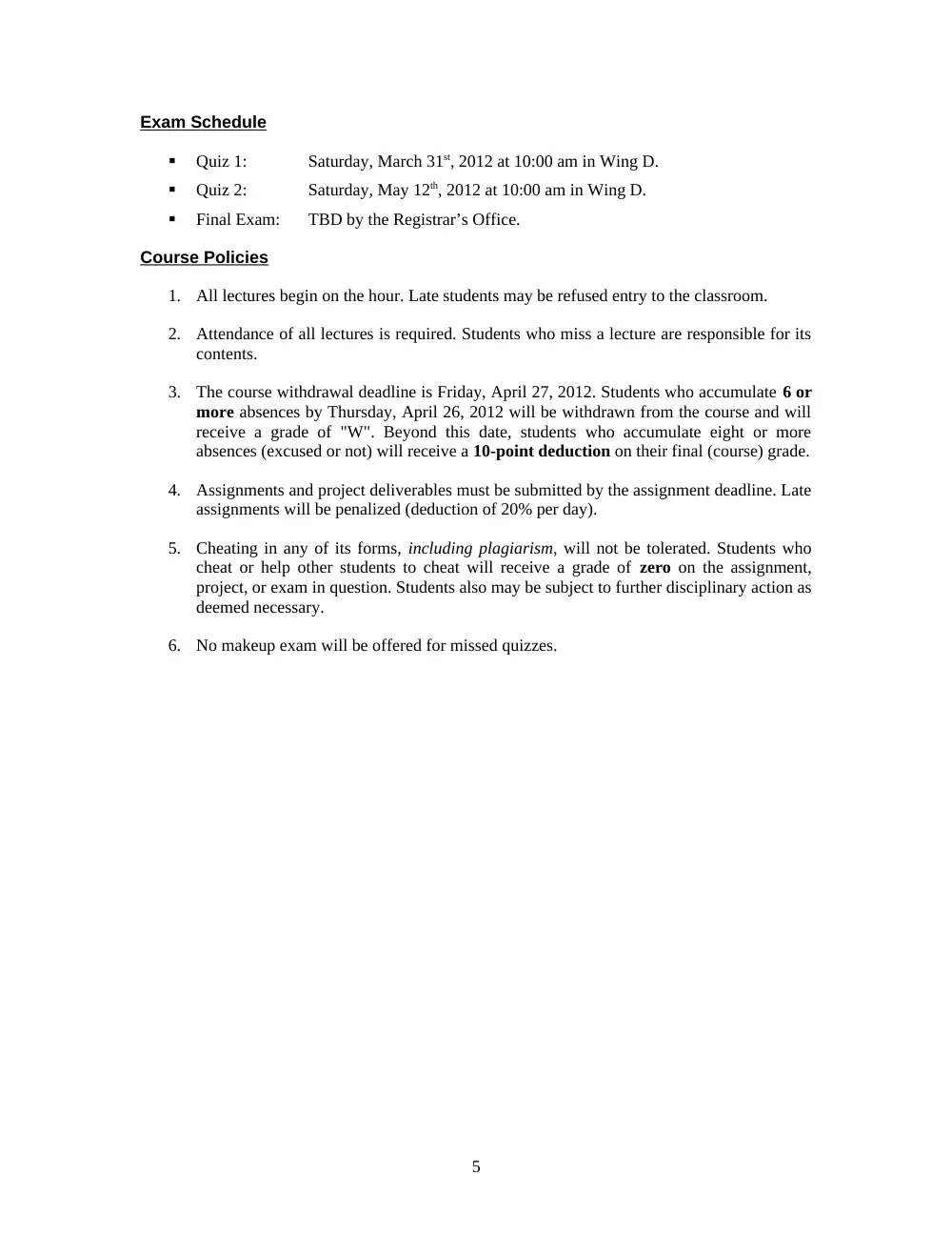 EECE 321 Syllabus, Spring 2012, page 5