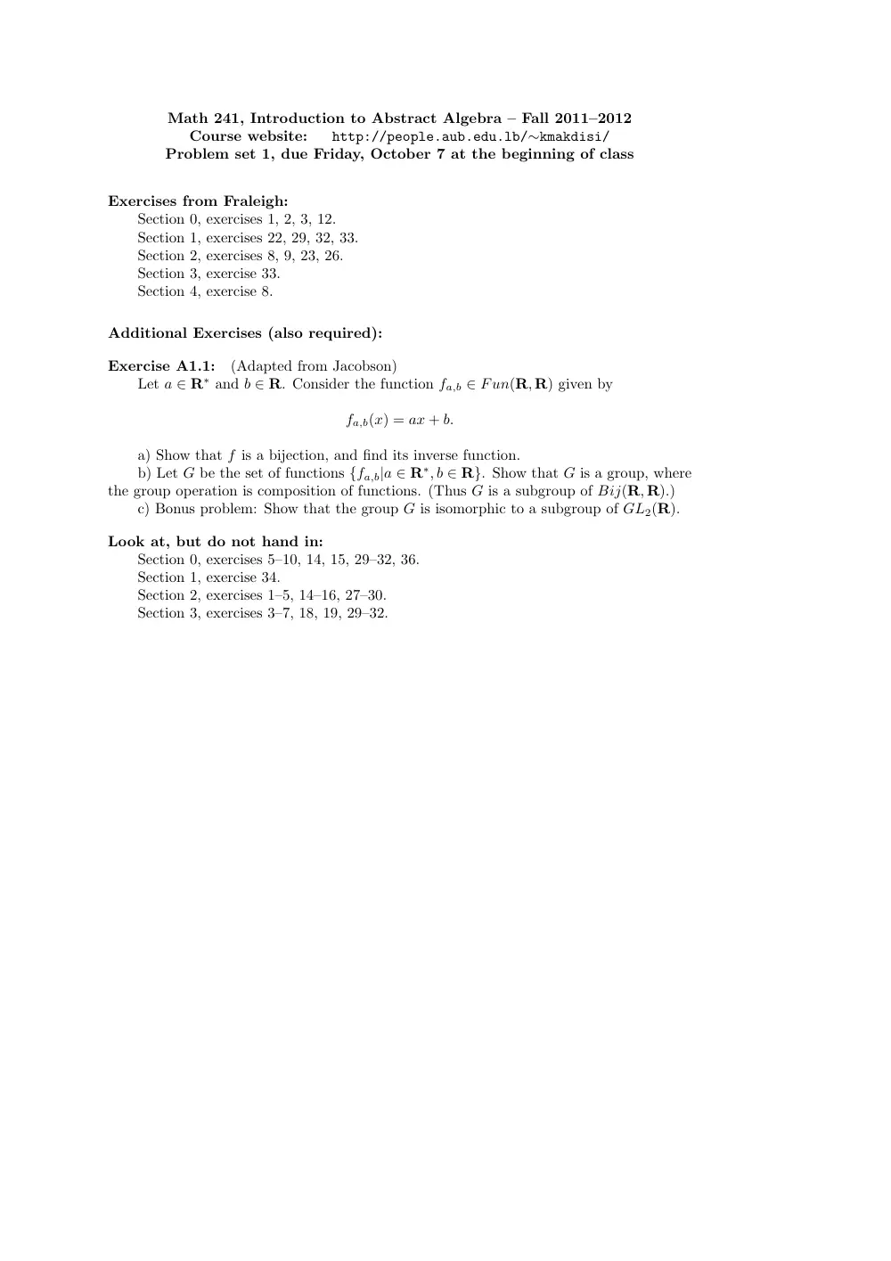 MATH 241 Homework 1 Problem Set, Fall 2011, page 1