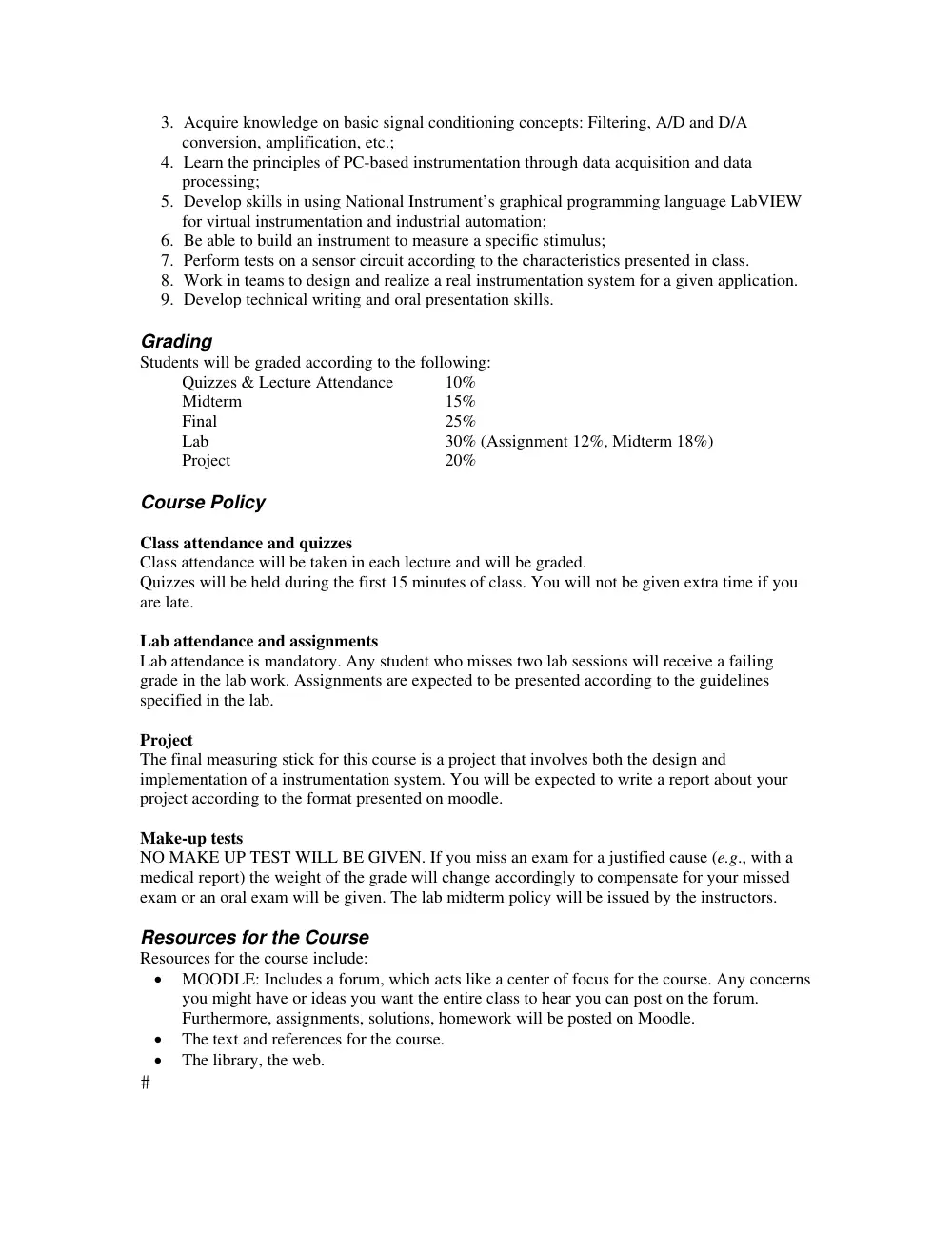 MECH 430 Syllabus, Spring 2012, page 2