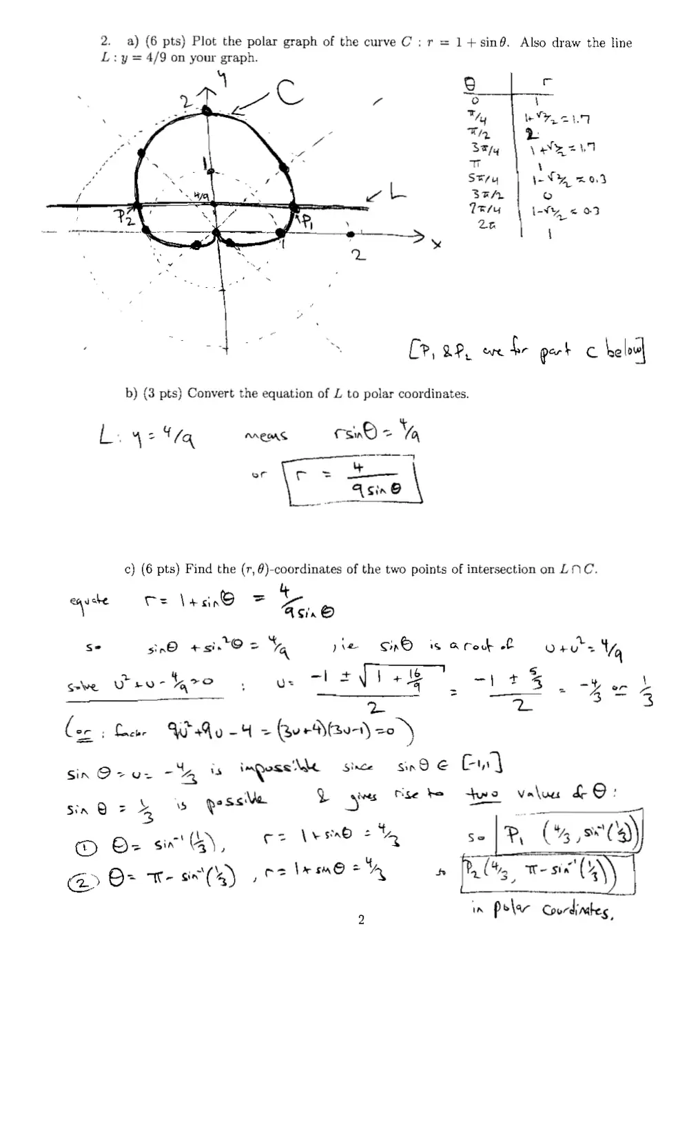 MATH 201 Exam 2 With Solution, Fall 2009, page 4