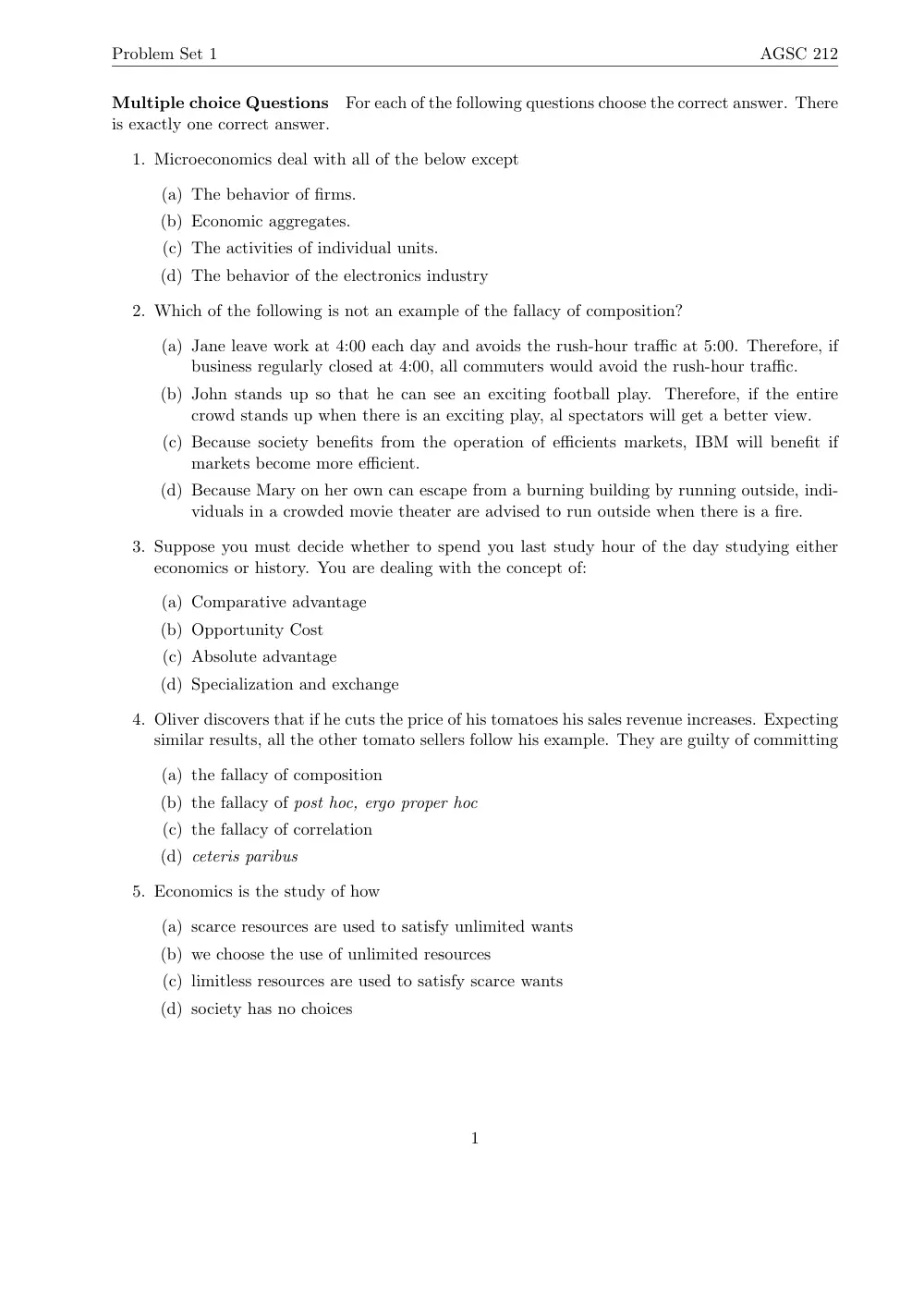 AGSC 212 Problems Chapter 1, Spring 2013, page 1