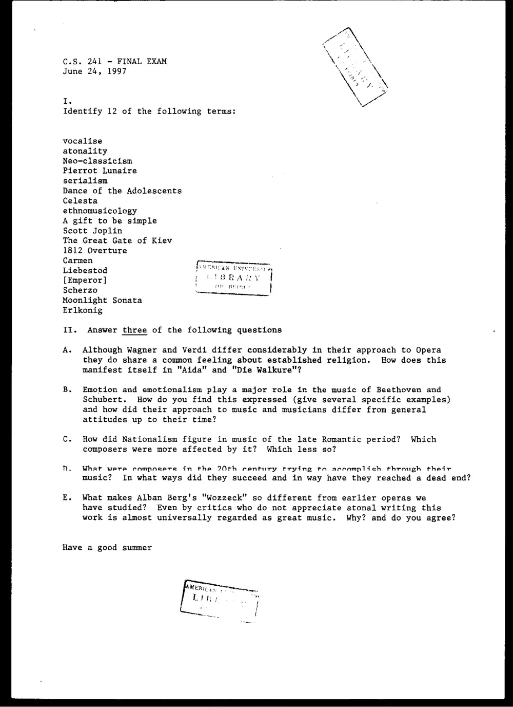 CVSP 241 Final, Spring 1997, page 1