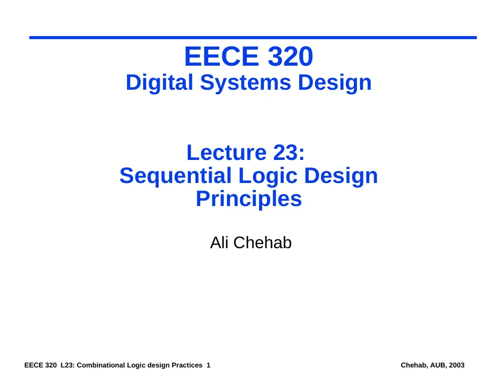 EECE 320 Lecture 23, Fall 2011, page 1