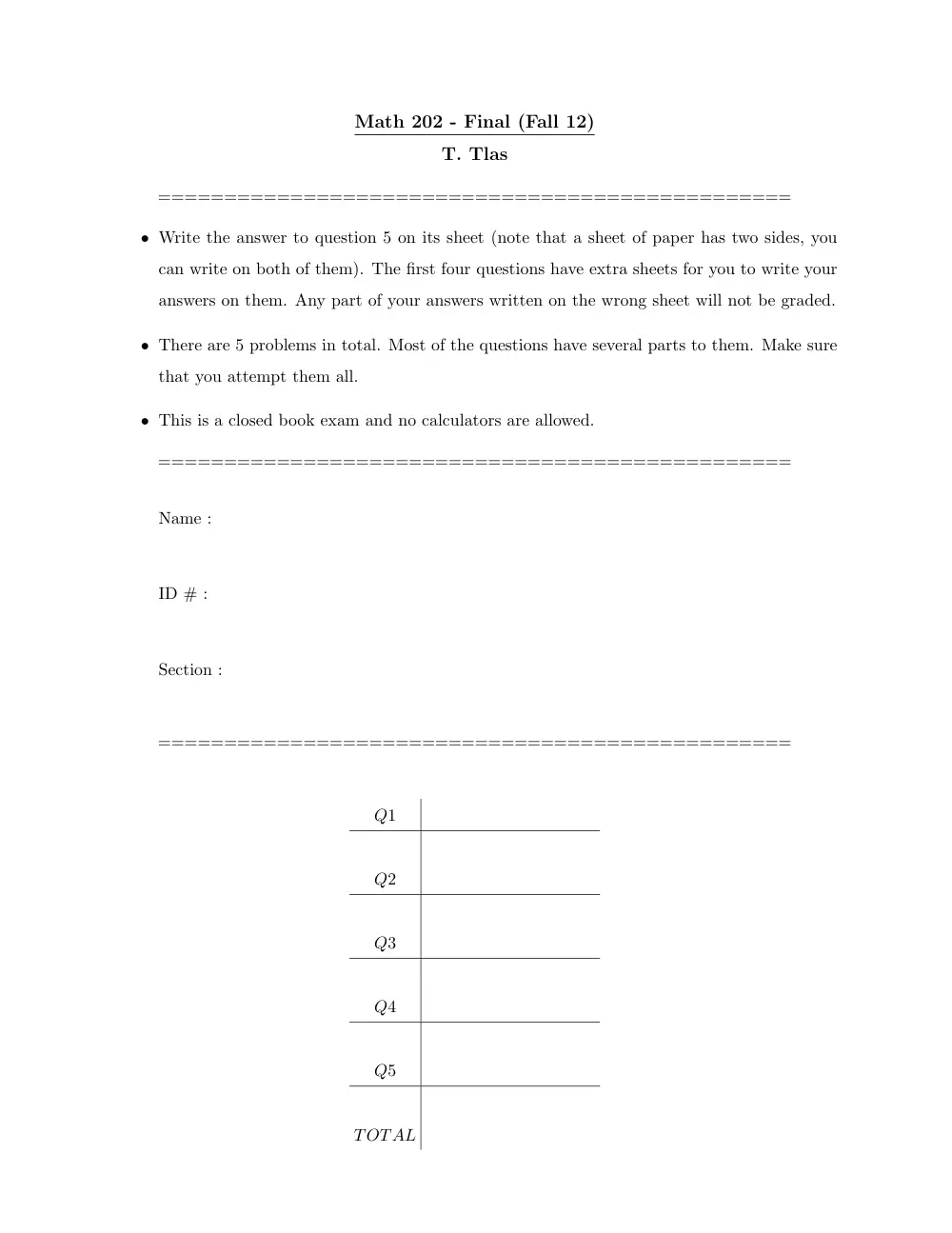 MATH 202 Final, Fall 2012, page 1
