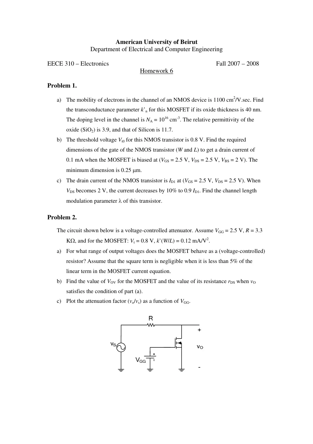 EECE 310 Homework 6 with Solution, Fall 2007, page 1