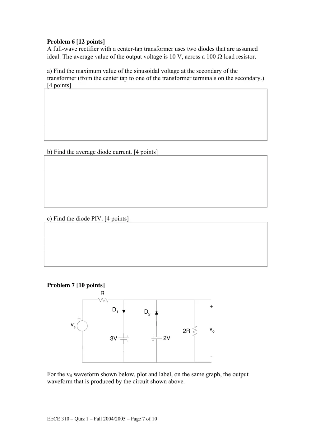 EECE 310 Exam 1, Fall 2004, page 7
