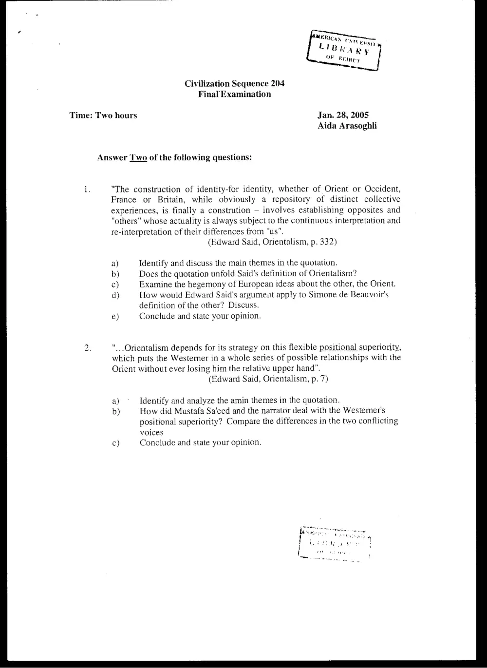 CVSP 204 Final, Fall 2004, page 1