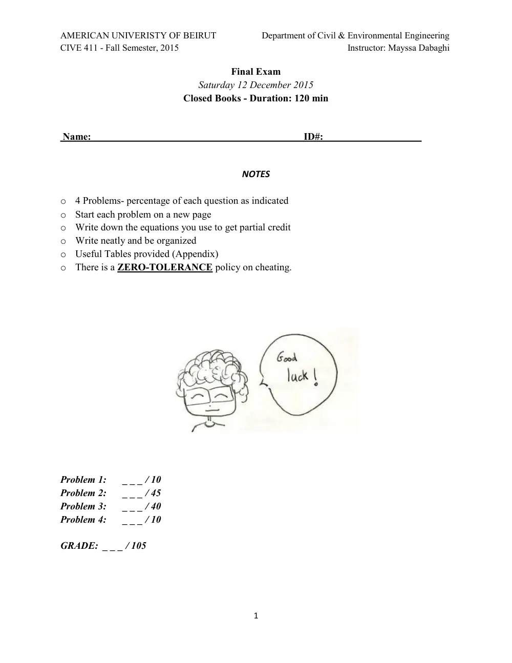 CIVE 411 Final Two Previouses, Fall 2016, page 1
