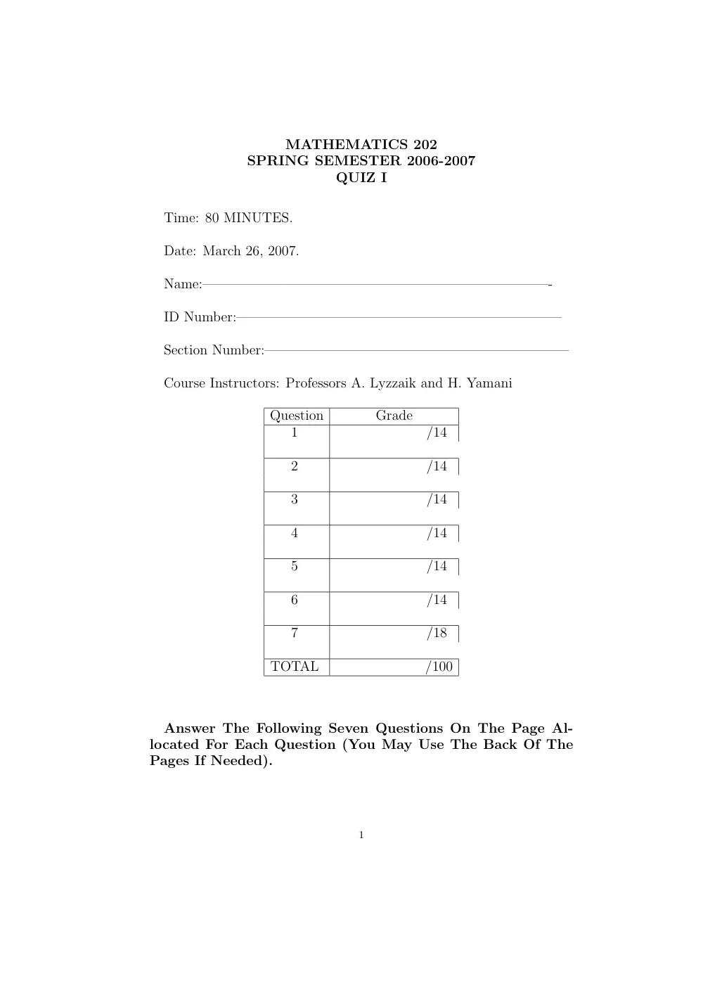 MATH 202 Exam 1, Spring 2002, page 1
