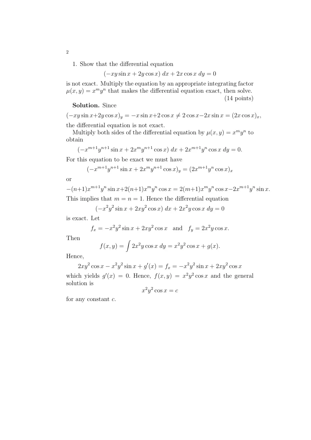 MATH 202 Exam 1, Spring 2002, page 2