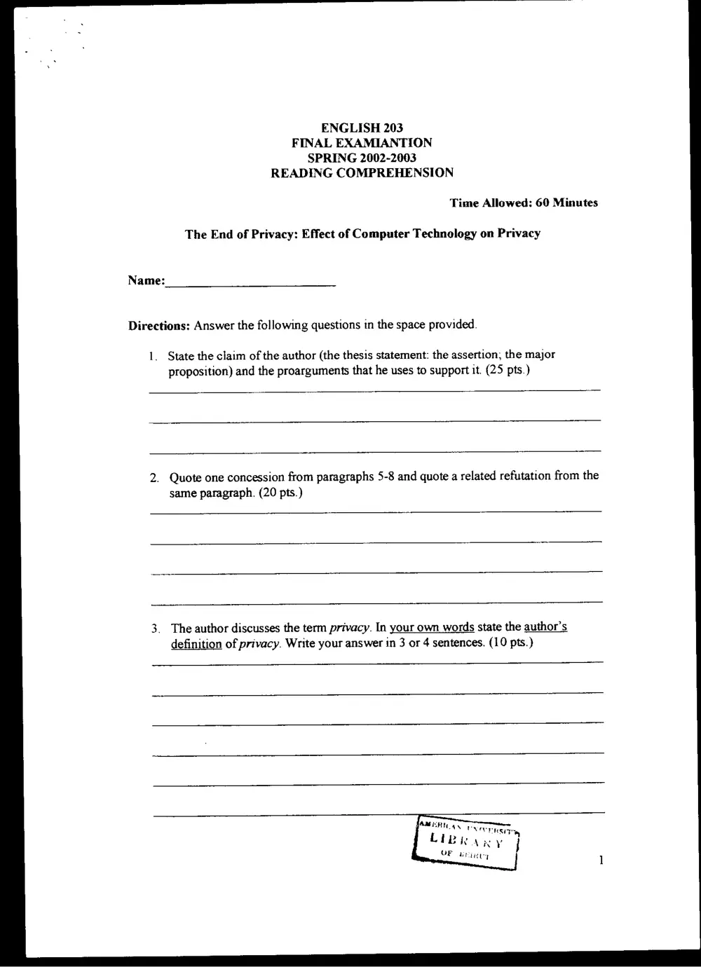 ENG 203 Final, Spring 2003, page 4