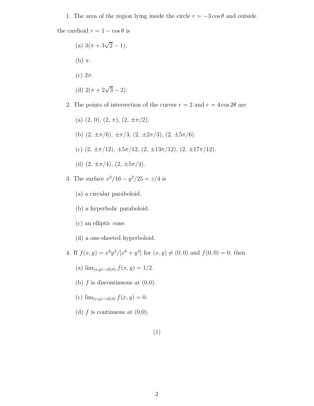 MATH 201 Exam, Spring 2008, page 2