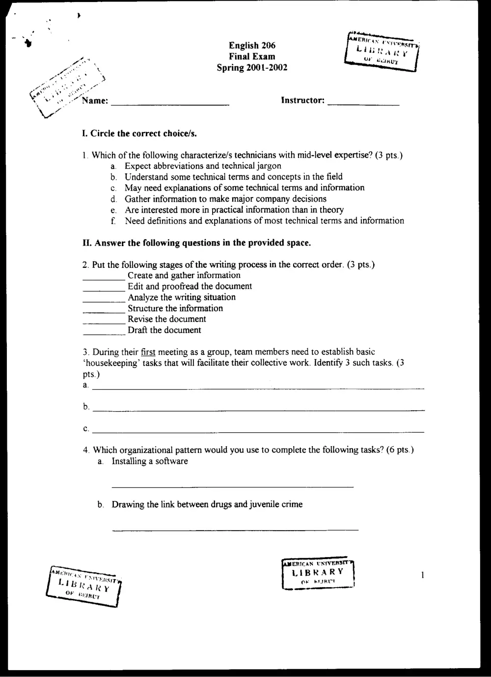 ENG 206 Final, Spring 2002, page 3