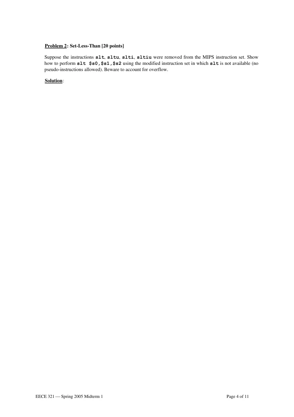 EECE 321 Midterm, Spring 2005, page 4