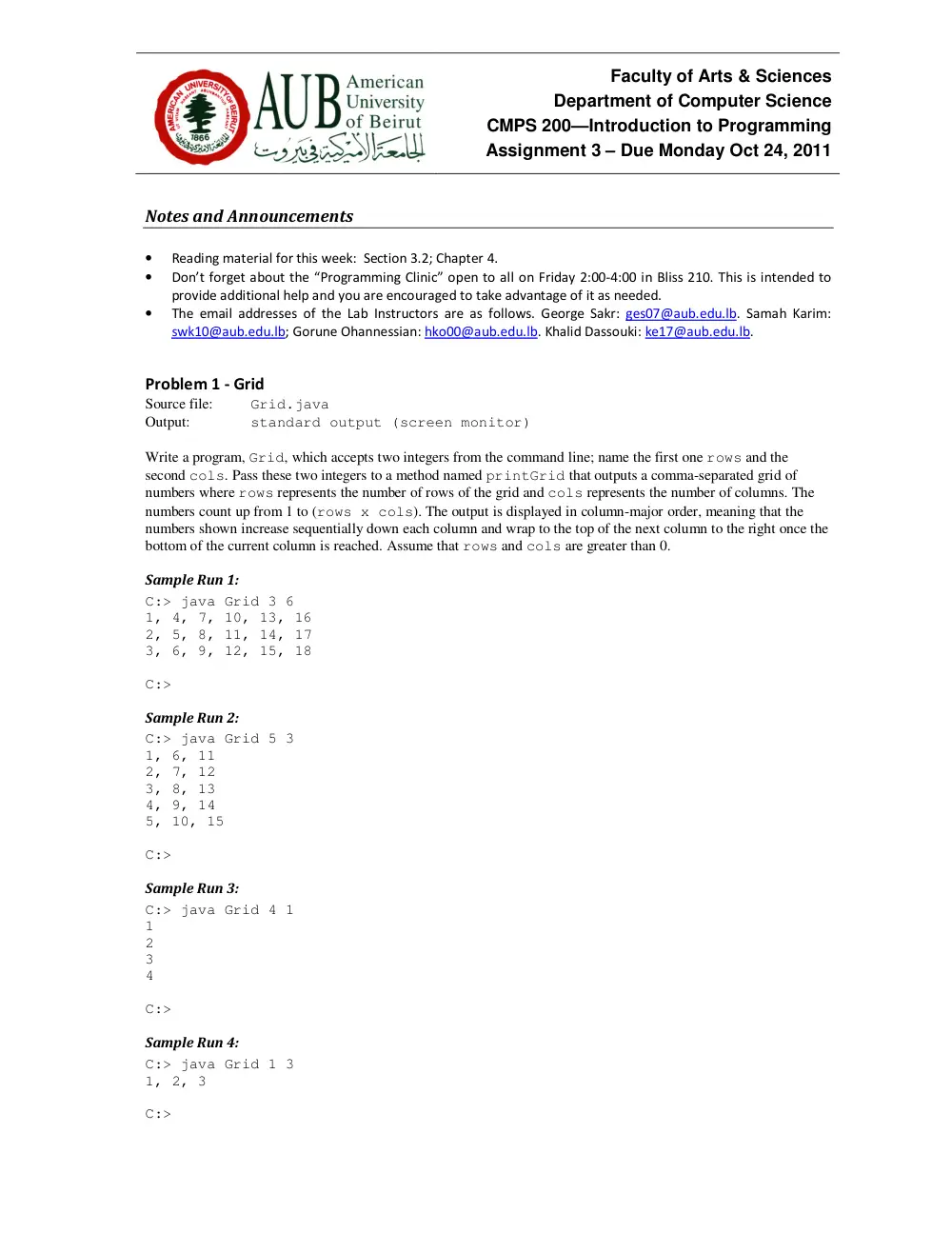 CMPS 200 Homework Assignment 3, Fall 2011, page 1