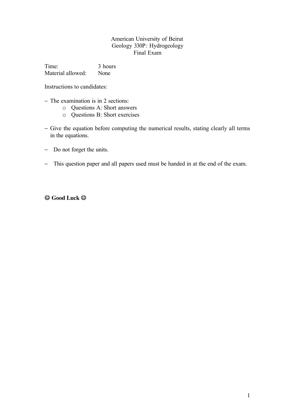 GEOL 330 Final, Fall 2005, page 1
