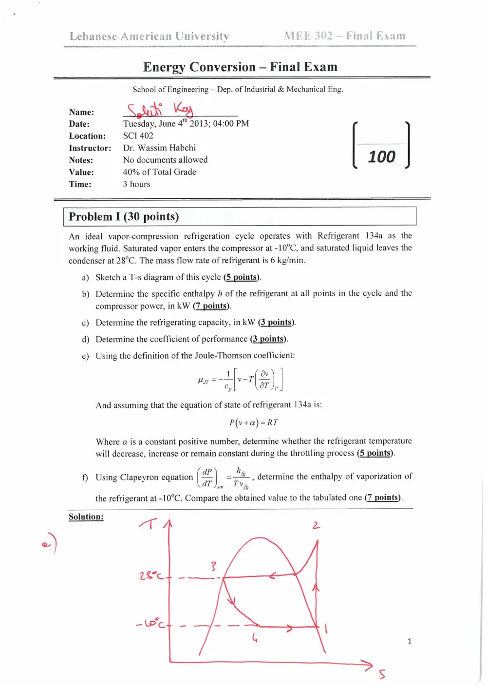 MEE 302 Final, Spring 2013, page 1