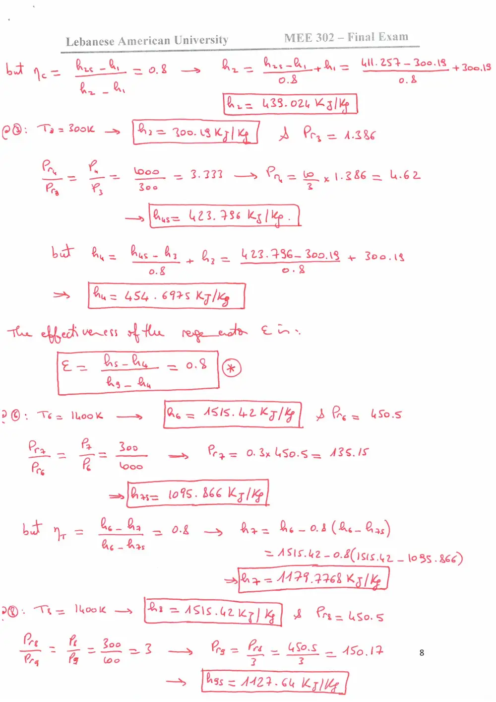 MEE 302 Final, Spring 2013, page 8