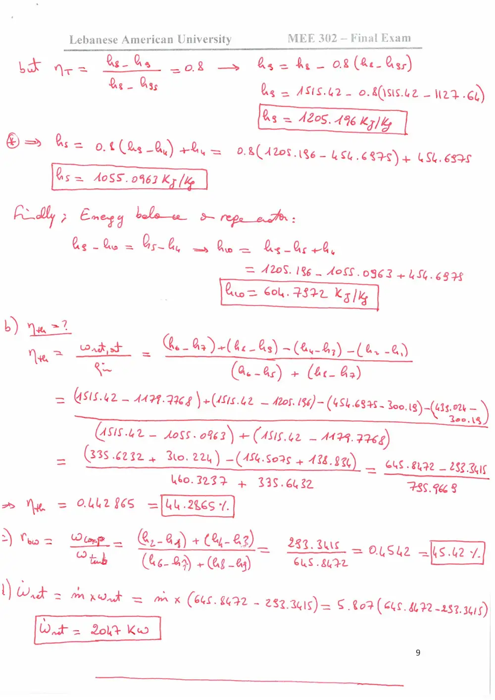 MEE 302 Final, Spring 2013, page 9