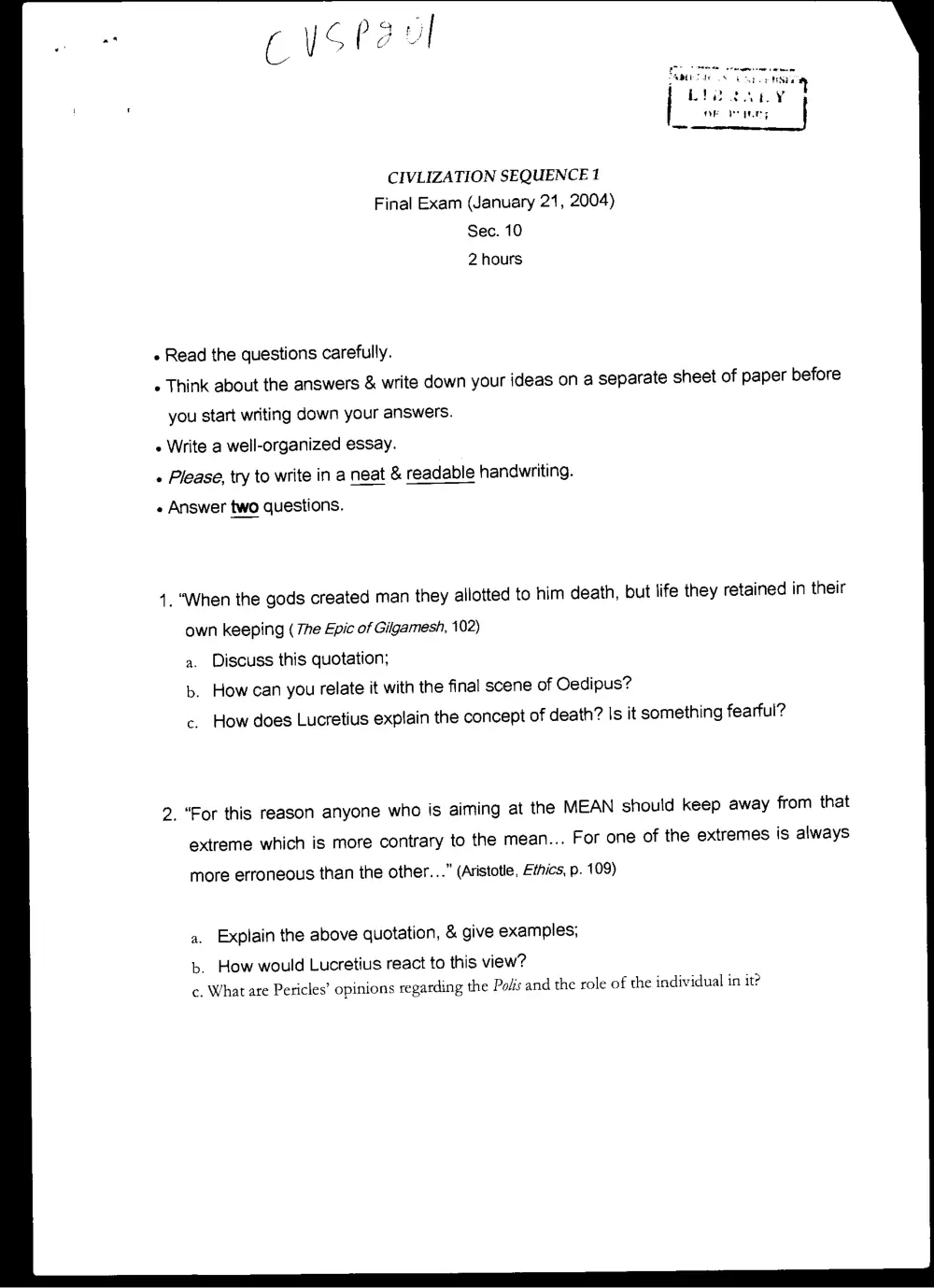 CVSP 201 Final, Fall 2003, page 1