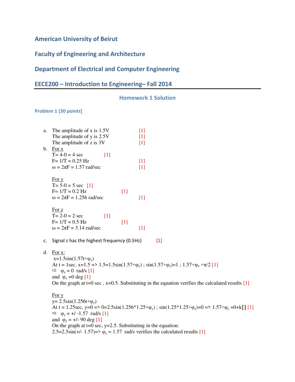 EECE 200 Homework 1 with Solution, Fall 2014, page 1