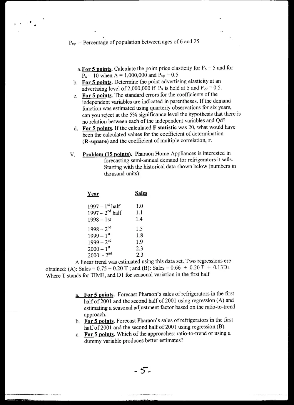 BUSS 230 Midterm, Fall 2003, page 5