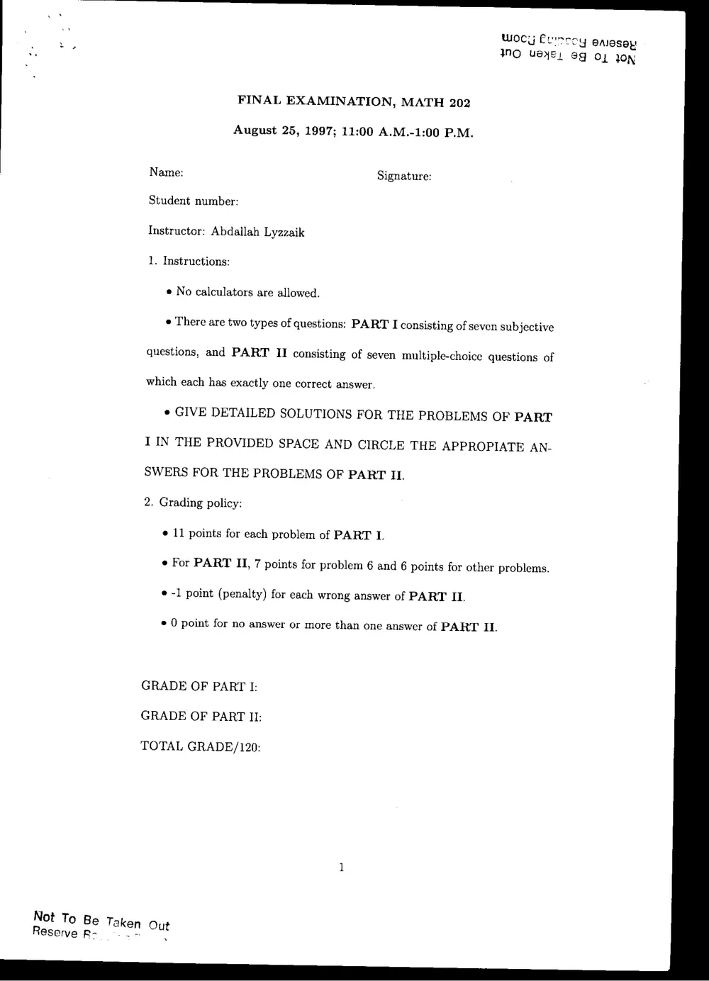 MATH 202 Final, Summer 1997, page 1